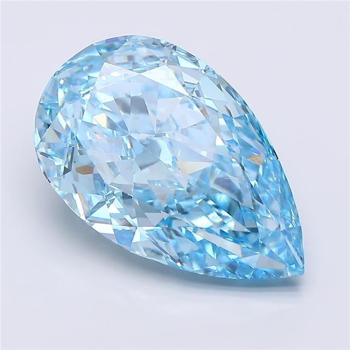 7.03 Ct. Fancy Vivid Blue Pear Lab Grown Diamond