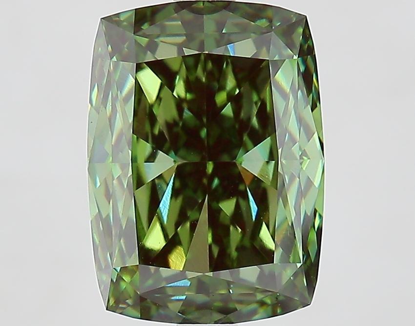 4.69 Ct. Fancy Vivid Green Cushion Lab Grown Diamond