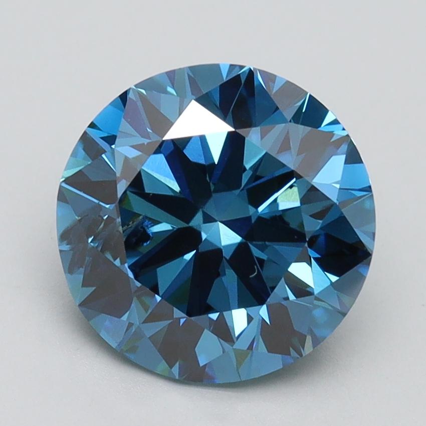 2.70 Ct. Fancy Vivid Blue Round Lab Grown Diamond