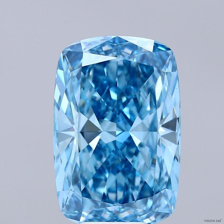 7.10 Ct. Fancy Vivid Blue Cushion Lab Grown Diamond