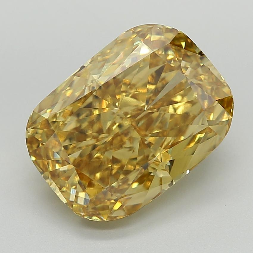 8.02 Ct. Fancy Vivid  Yellow Cushion Lab Grown Diamond