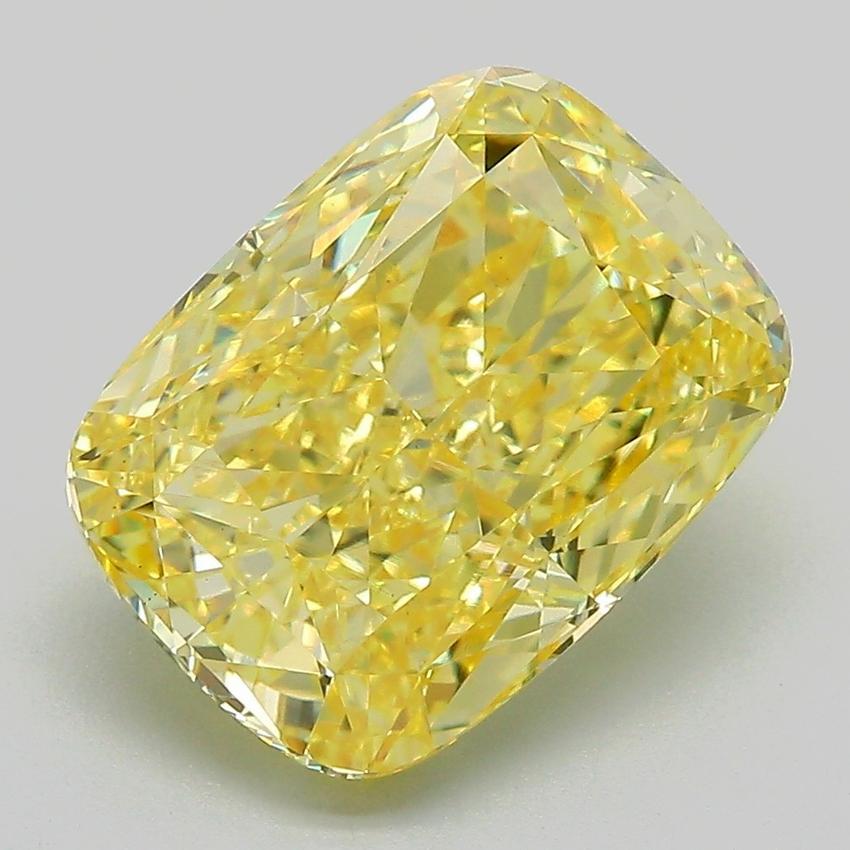 5.14 Ct. Fancy Vivid Yellow Cushion Lab Grown Diamond