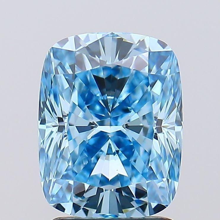 2.02 Ct. Fancy Vivid  Blue Cushion Lab Grown Diamond