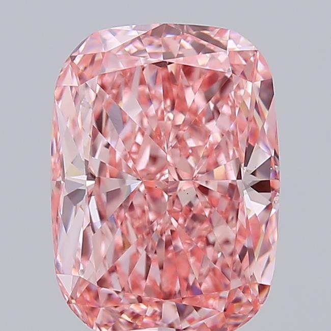 4.44 Ct. Fancy Vivid  Pink Cushion Lab Grown Diamond