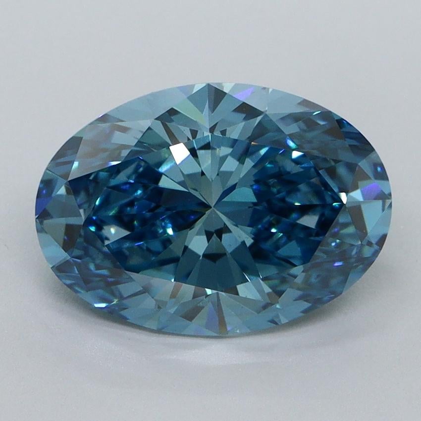 3.17 Ct. Fancy Vivid Malibu Blue Oval Lab Grown Diamond