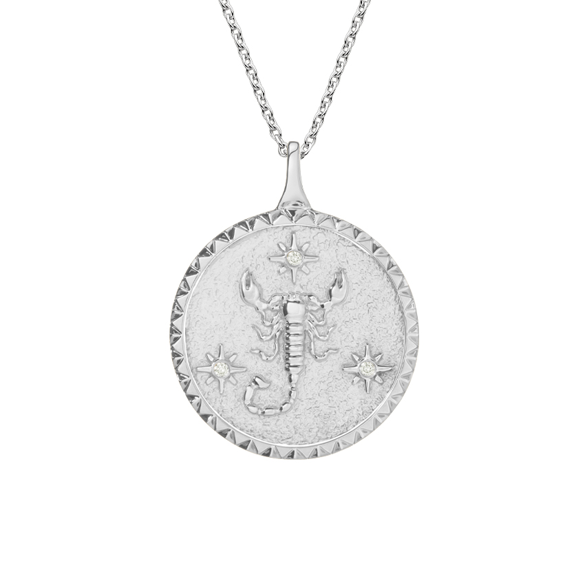 Diamond Accented Scorpio Zodiac Necklace 
