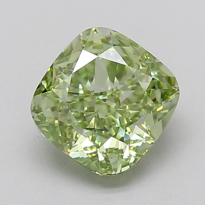 2.03 Ct. Fancy Vivid  Green Cushion Lab Grown Diamond