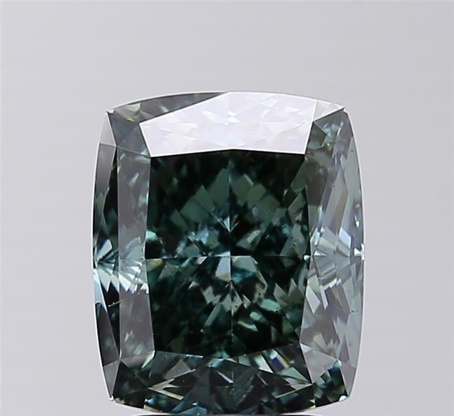 4.07 Ct. Fancy Vivid  Green Cushion Lab Grown Diamond