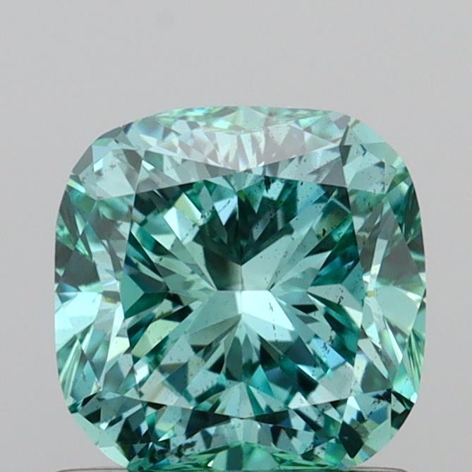 1.02 Ct. Fancy Vivid Green Cushion Lab Grown Diamond