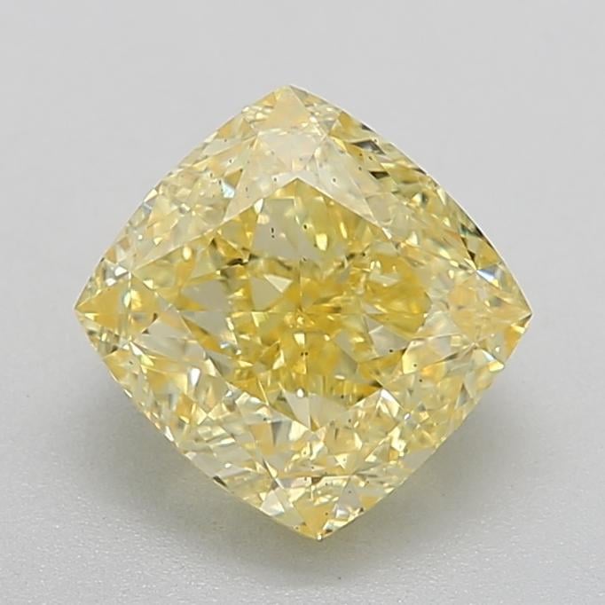 3.08 Ct. Fancy Vivid Yellow Cushion Lab Grown Diamond