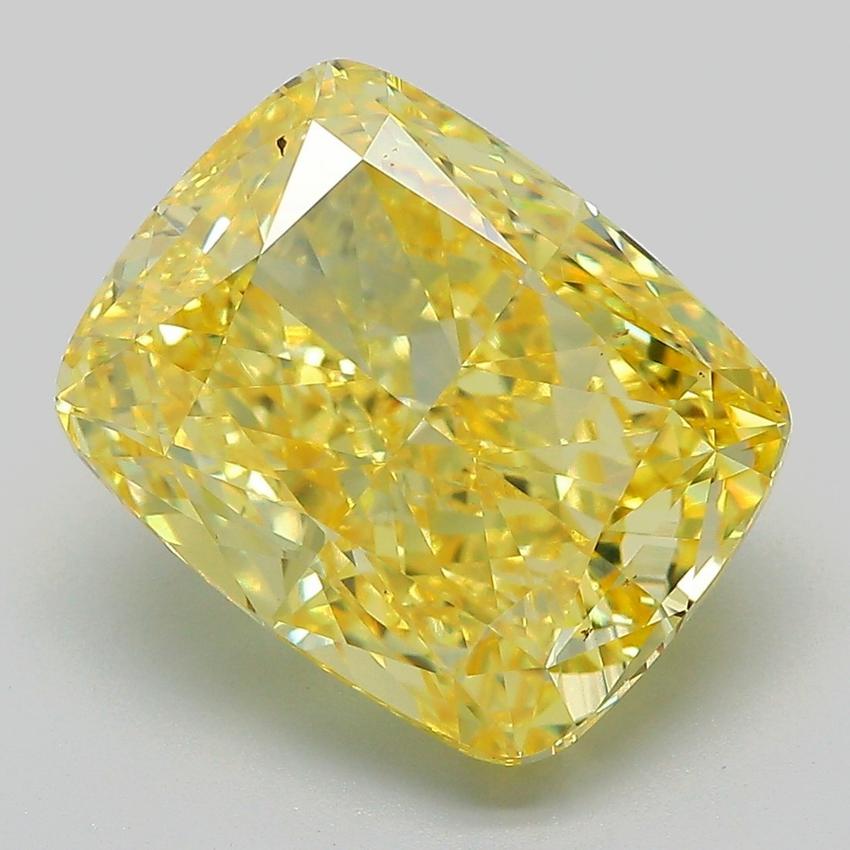 7.05 Ct. Fancy Vivid Yellow Cushion Lab Grown Diamond