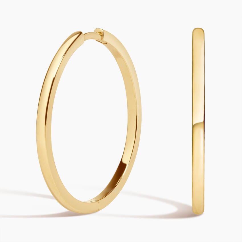 14K Yellow Gold 1.6mm Small Perfect Flat Hoop Earrings