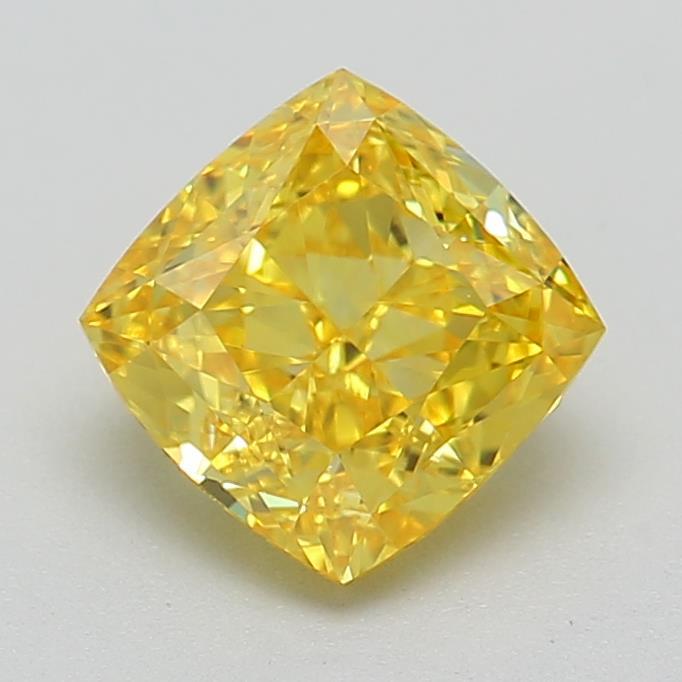 0.81 Ct. Fancy Vivid Yellow Cushion Lab Grown Diamond