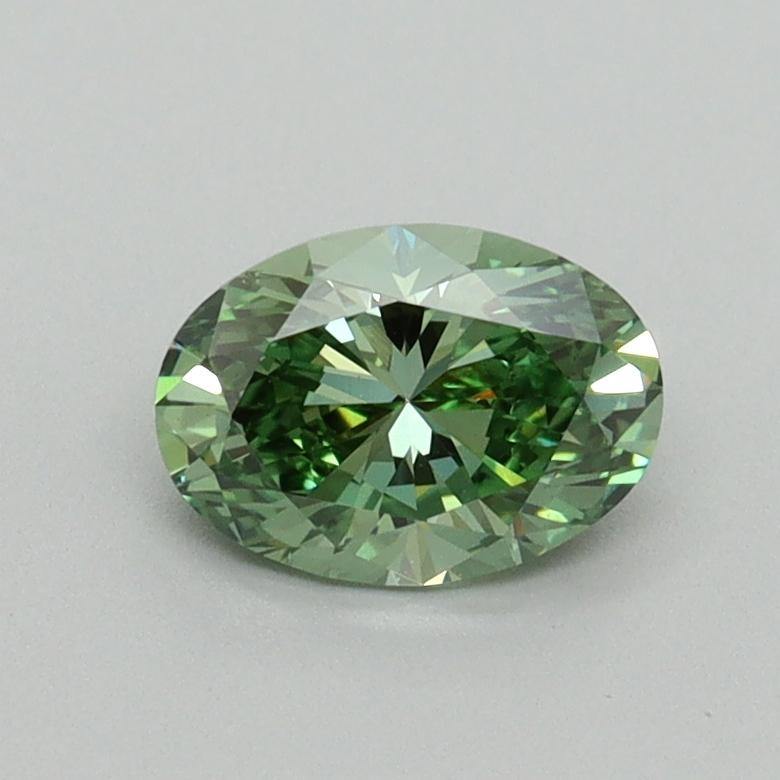 0.71 Ct. Fancy Vivid Green Oval Lab Grown Diamond