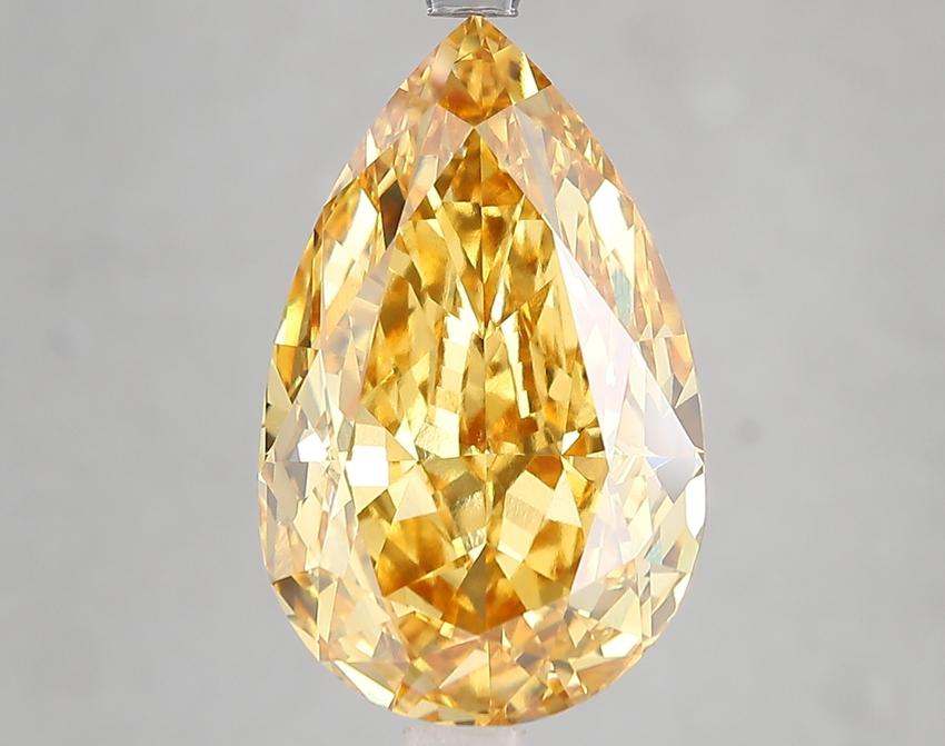 7.04 Ct. Fancy Vivid Yellow Pear Lab Grown Diamond
