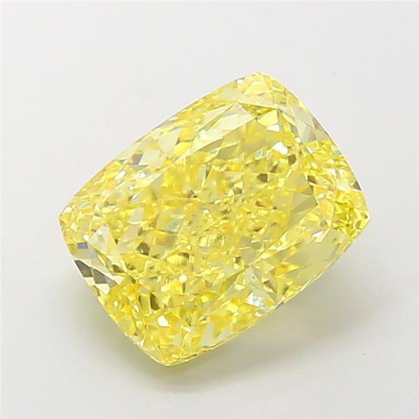 4.09 Ct. Fancy Intense Yellow Cushion Lab Grown Diamond
