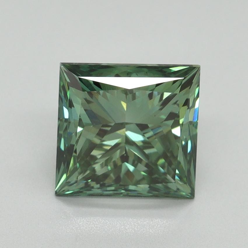 3.01 Ct. Fancy Vivid Green Princess Lab Grown Diamond