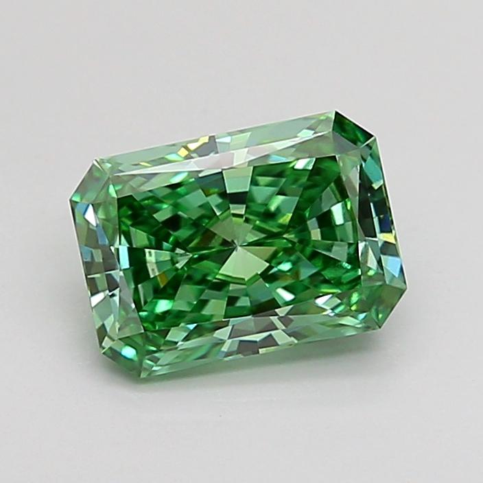 1.21 Ct. Fancy Vivid Green Radiant Lab Grown Diamond