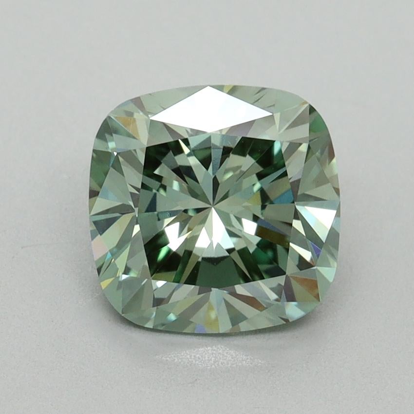 2.02 Ct. Fancy Vivid Green Cushion Lab Grown Diamond