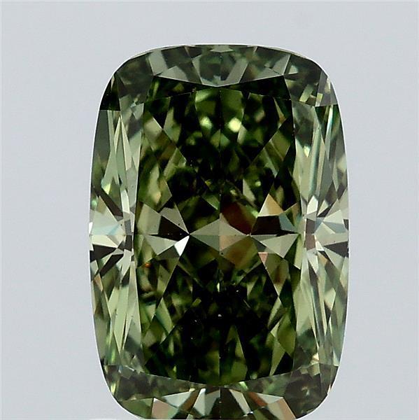 2.03 Ct. Fancy Vivid  Green Cushion Lab Grown Diamond