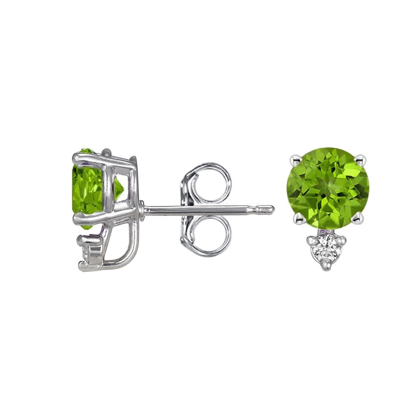 peridot and diamond stud earrings