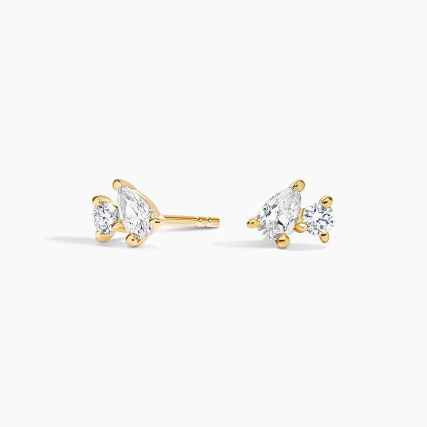 14K Yellow Gold Pear and Round Lab Diamond Toi et Moi Earrings (1/3 ct. tw.)
