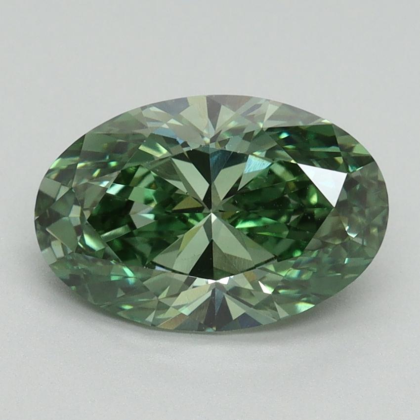 2.15 Ct. Fancy Vivid Green Oval Lab Grown Diamond