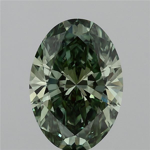 4.03 Ct. Fancy Vivid Green Oval Lab Grown Diamond
