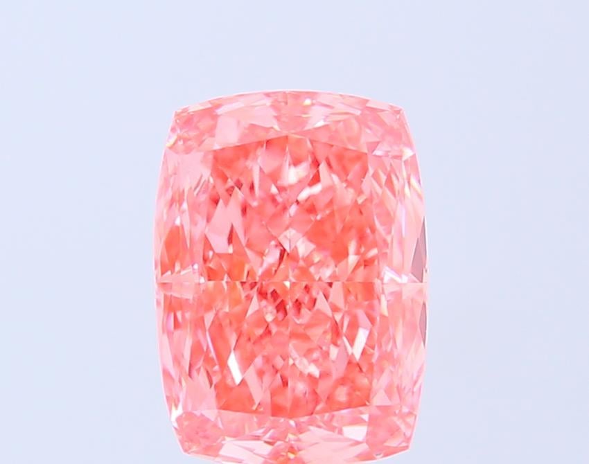 3.93 Ct. Fancy Vivid Pink Cushion Lab Grown Diamond