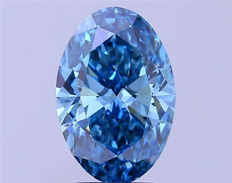 3.72 Ct. Fancy Vivid Blue Oval Lab Grown Diamond