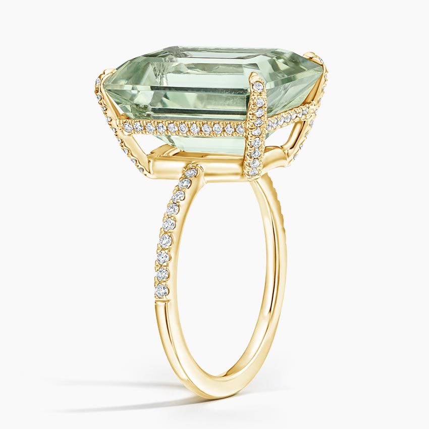 18K Yellow Gold Festivity Prasiolite and Diamond Cocktail Ring