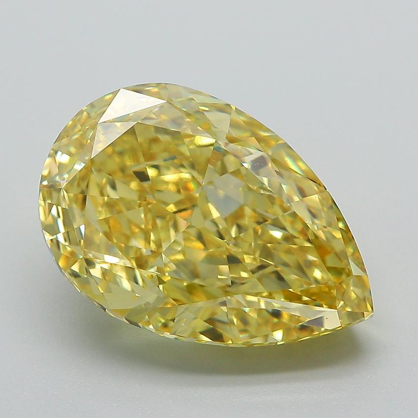 8.35 Ct. Fancy Vivid Yellow Pear Lab Grown Diamond