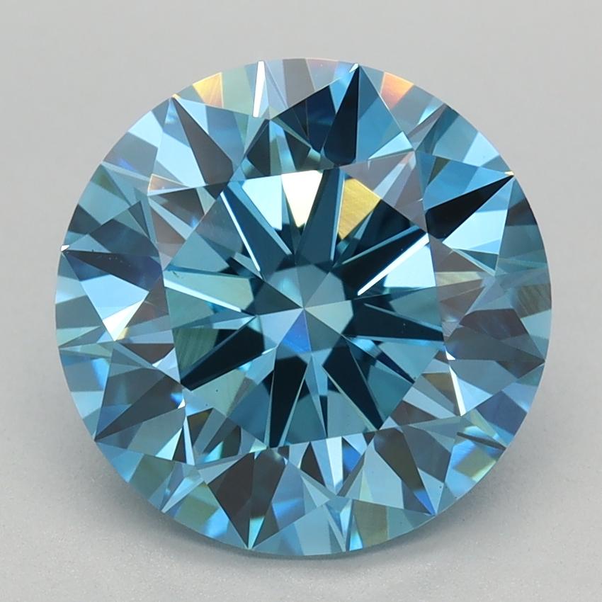 3.16 Ct. Fancy Vivid Blue Round Lab Grown Diamond