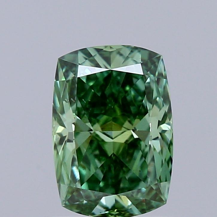 1.00 Ct. Fancy Vivid Green Cushion Lab Grown Diamond