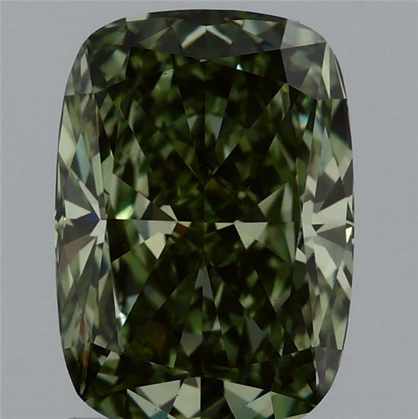 1.85 Ct. Fancy Vivid  Green Cushion Lab Grown Diamond