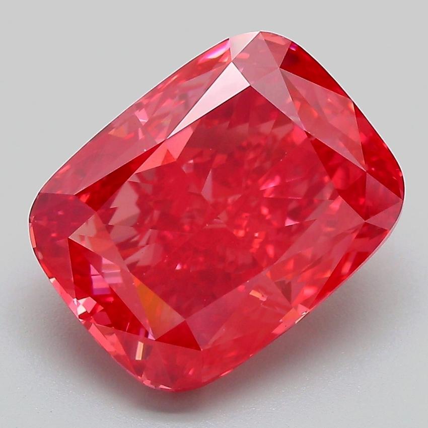 6.01 Ct. Fancy Vivid Red Cushion Lab Grown Diamond