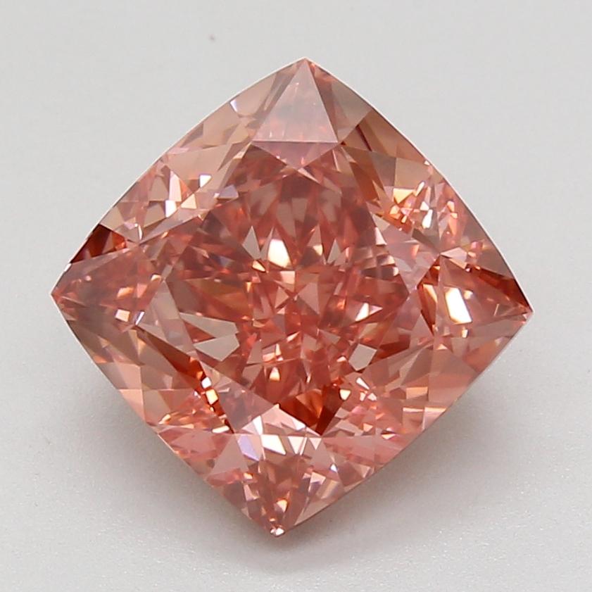 5.07 Ct. Fancy Vivid Brownish Pink Cushion Lab Grown Diamond