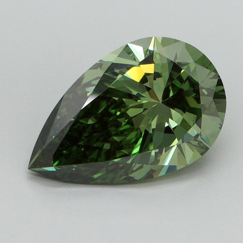 3.02 Ct. Fancy Vivid Green Pear Lab Grown Diamond