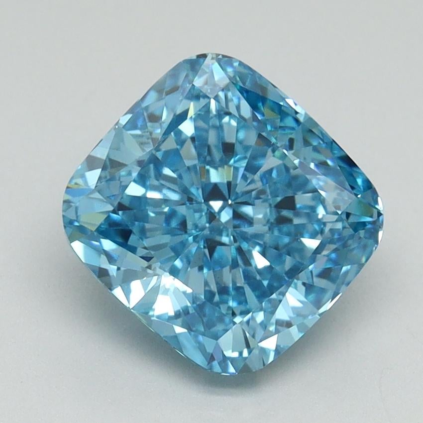 2.60 Ct. Fancy Vivid Blue Cushion Lab Grown Diamond
