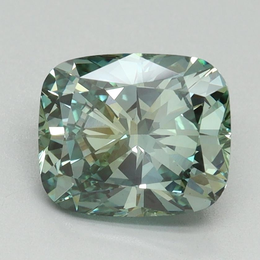 2.00 Ct. Fancy Vivid Green Cushion Lab Grown Diamond