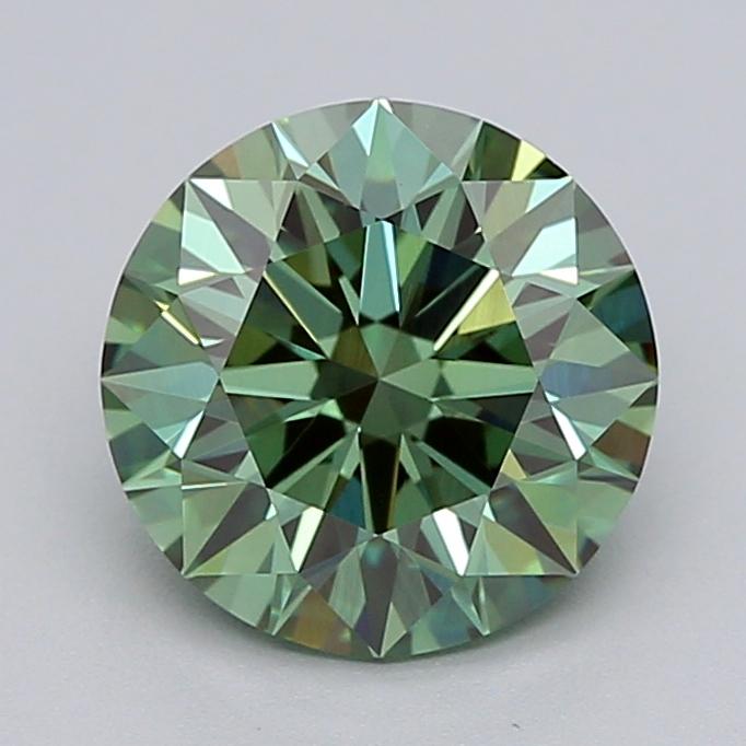 1.59 Ct. Fancy Vivid  Green Round Lab Grown Diamond