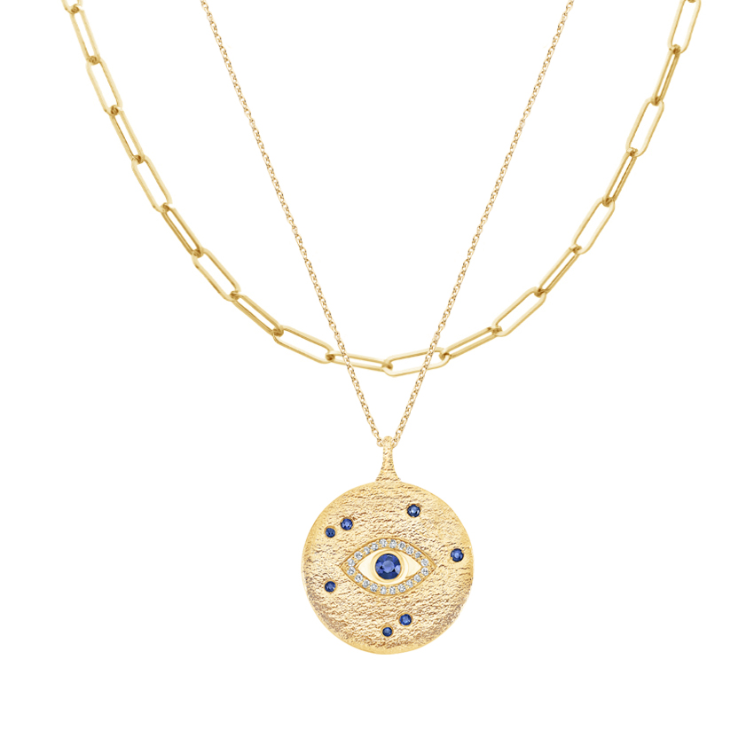 The Mystic Evil Eye and Paperclip Necklace Set - Brilliant Earth