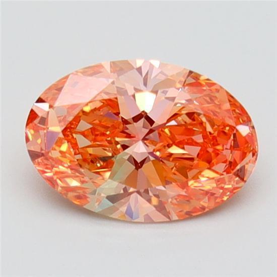 1.08 Ct. Fancy Vivid Orange Pink Oval Lab Grown Diamond