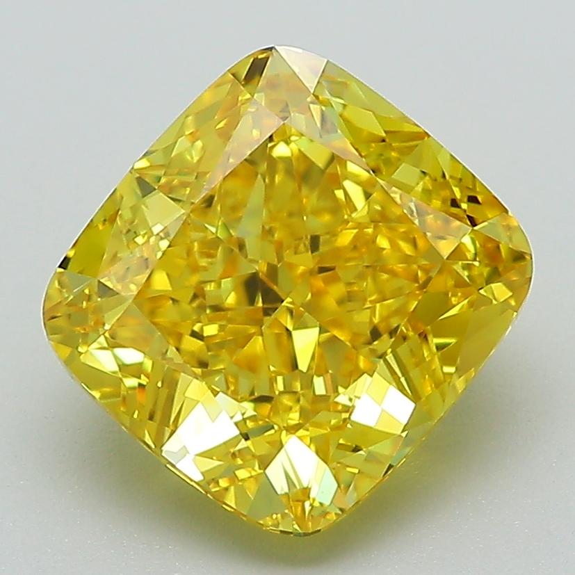 3.52 Ct. Fancy Vivid Yellow Cushion Lab Grown Diamond