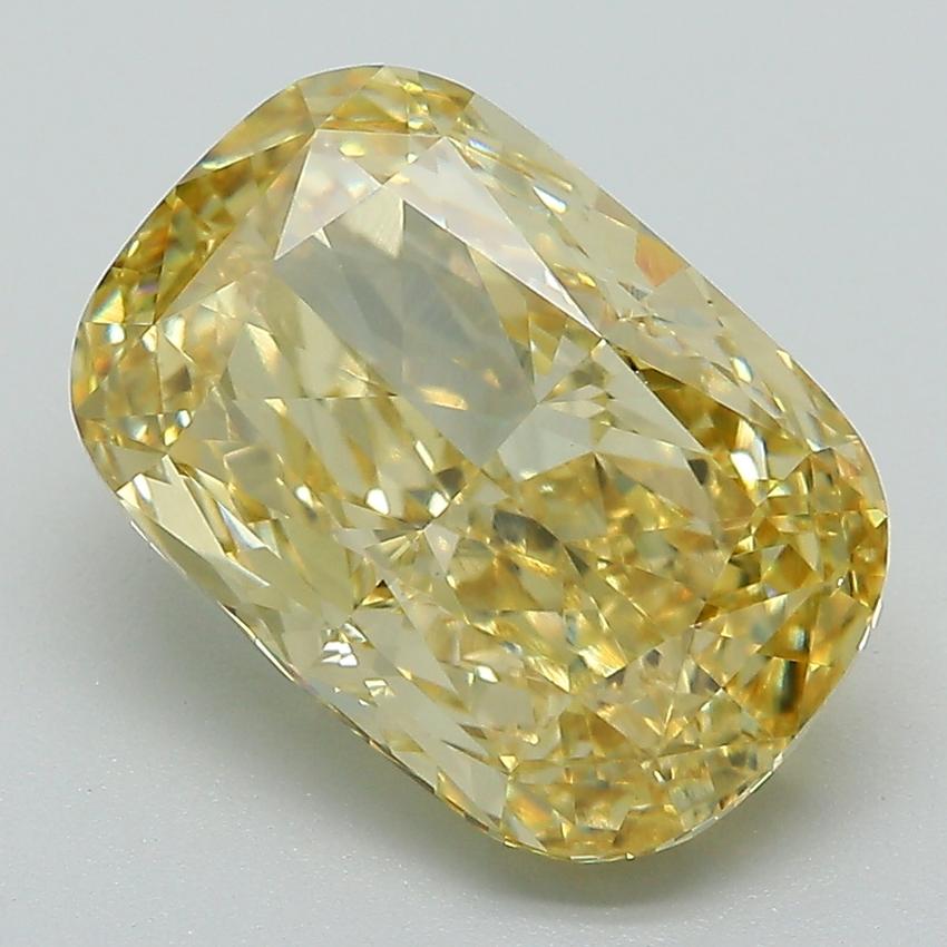 5.30 Ct. Fancy Vivid Yellow Cushion Lab Grown Diamond