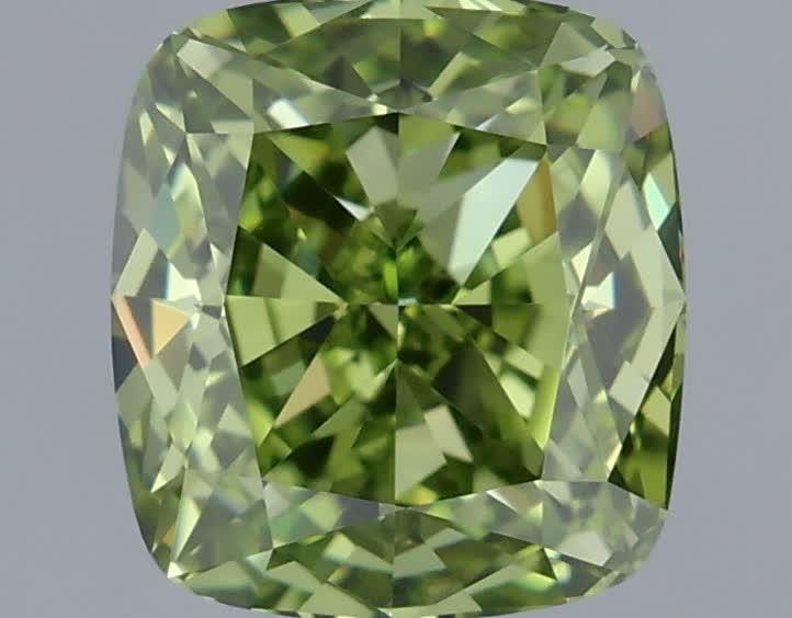 1.01 Ct. Fancy Vivid Green Cushion Lab Grown Diamond