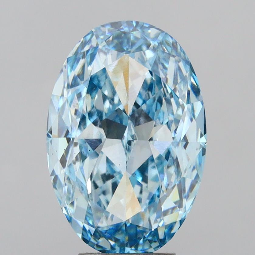 7.03 Ct. Fancy Vivid Blue Oval Lab Grown Diamond