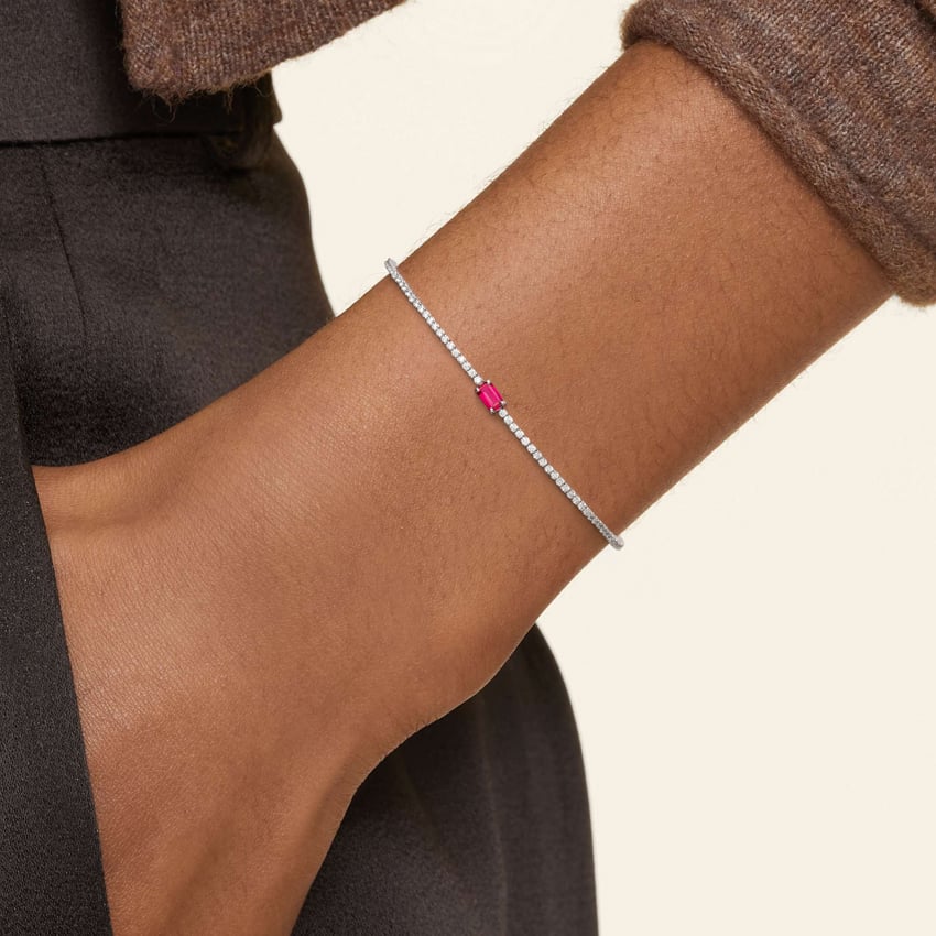 Beatrice Lab Ruby and Lab Diamond Tennis Bracelet (1 1/6 ct. tw