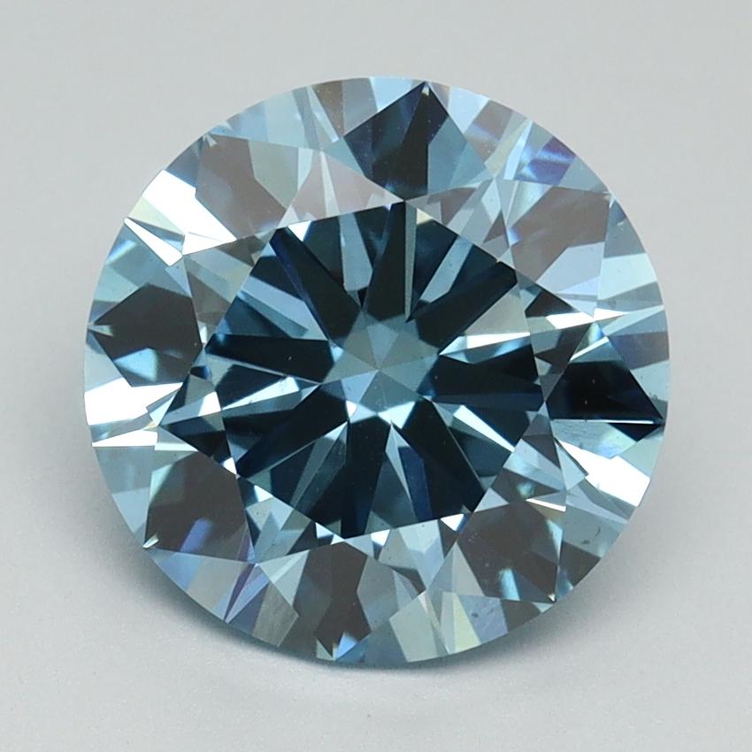 3.01 Ct. Fancy Vivid Blue Round Lab Grown Diamond