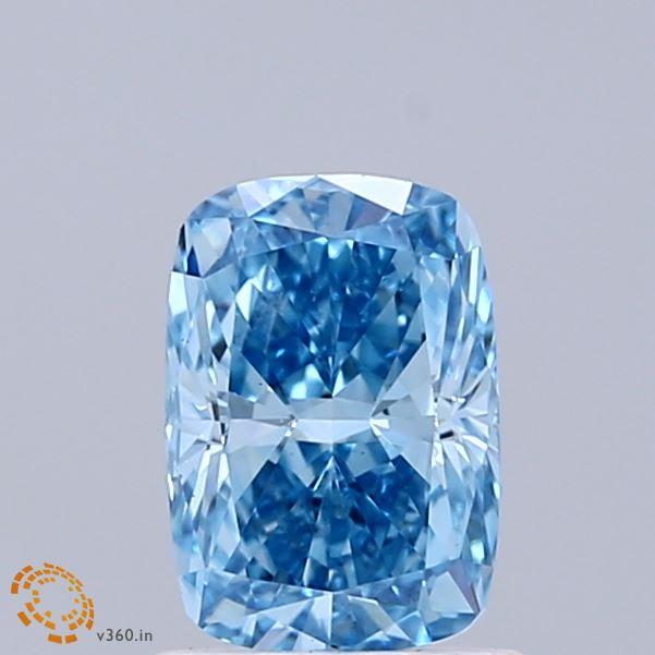 1.09 Ct. Fancy Vivid Blue Cushion Lab Grown Diamond